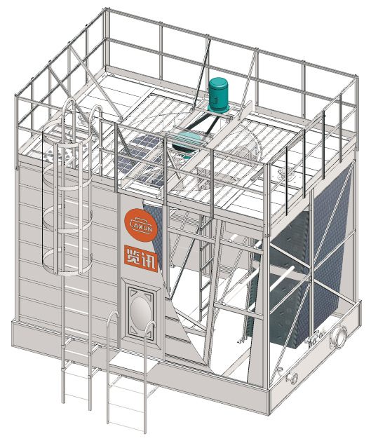 HMK横流开式系列冷却塔——整机3D剖视示意图