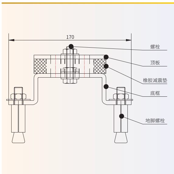 冷却塔专用减震器——减震器结构剖面图